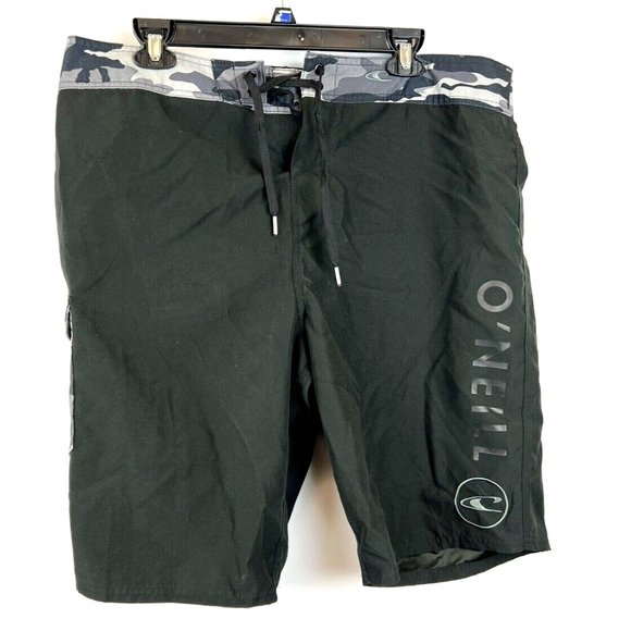 Oneill Mens Santa Cruz Board Shorts Black Camo Size 36